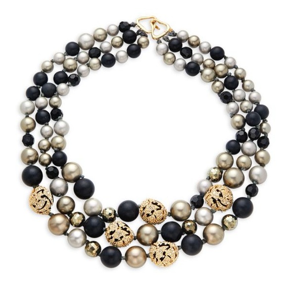 Alexis Bittar Multi-Strand Faux Pearls And Crystals Necklace Couture. - Picture 2 of 5